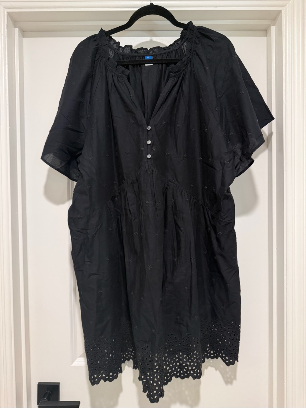 Size 2X - Women's Black Eyelet Hem Dress